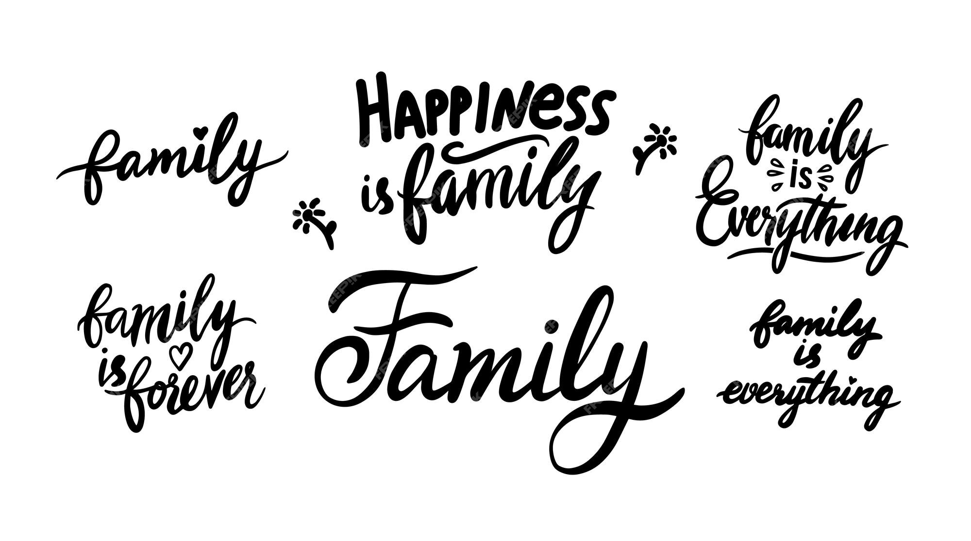 Premium Vector | Family is everything, happiness lettering isolated on ...