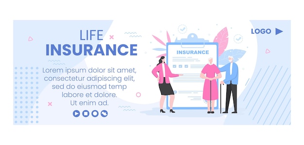 家族生命保険Facebookカバーテンプレートフラットデザイン編集可能なイラストソーシャルメディアやグリーティングカードの正方形の背景