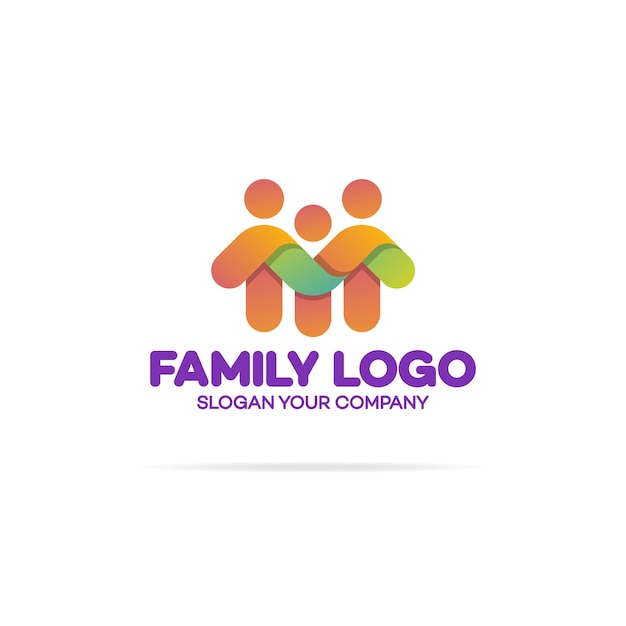 Family logo consisting of in simple figures dad, mom and child used for family medicine practice, people logo, team, group, friendship. vector illustration