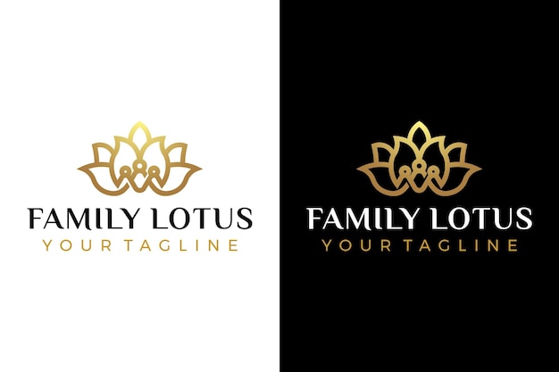 Vector family lotus logo people connection en lotus line logo design