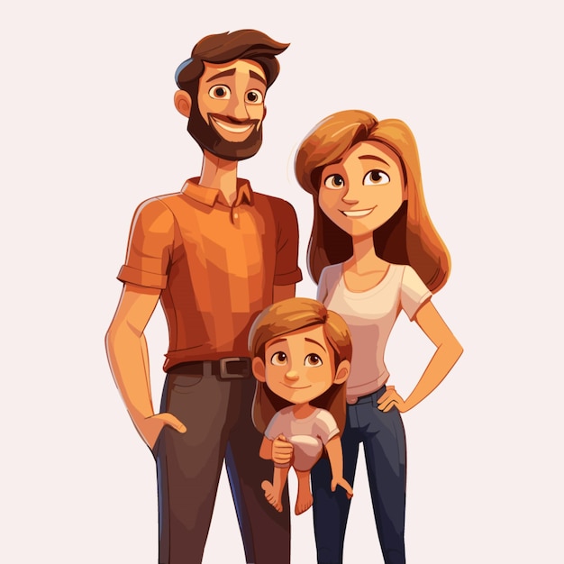 Family man woman girl vector on white background