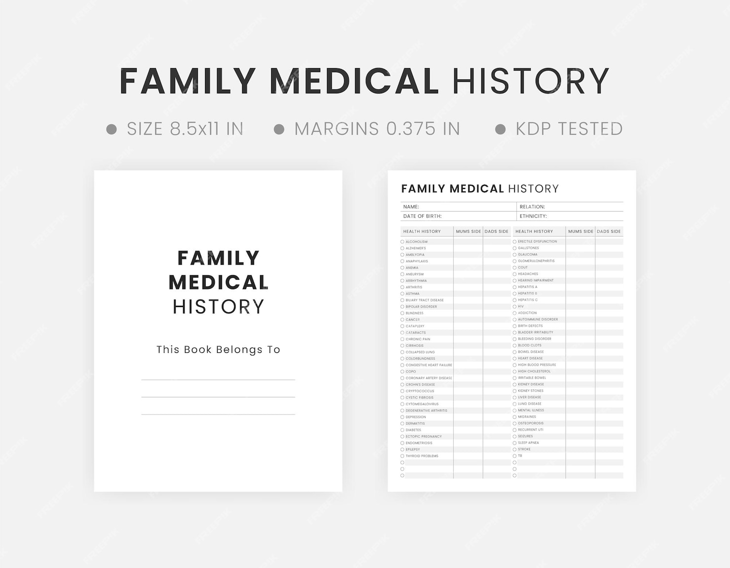 Premium Vector Family medical history checklist form printable Premium Vector Family medical history checklist form printable
