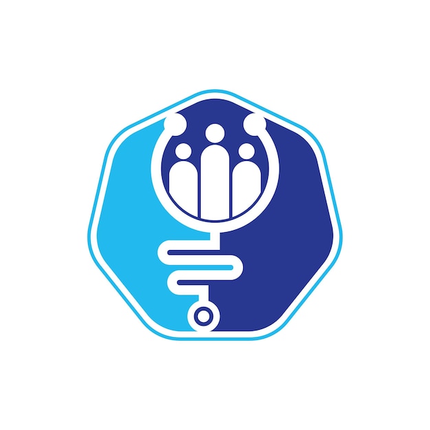 Семейный медицинский логотип шаблон дизайна вектор стетоскоп люди дизайн логотипа вектор значок
