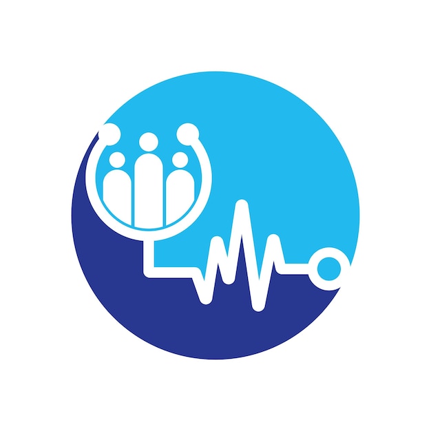 家族の医療のロゴのテンプレート デザインのベクトル。聴診器の人のロゴのデザインのアイコン ベクトル。