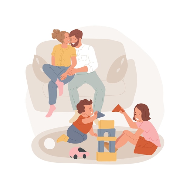 Vector family moments isolated cartoon vector illustration