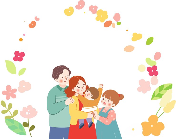 Vector 家族 月 親の日 五月 春の花 親の愛 子供の愛