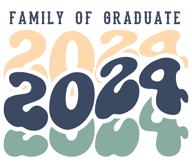 ベクトル 白い背景の卒業生 2024 引用レタリングの家族