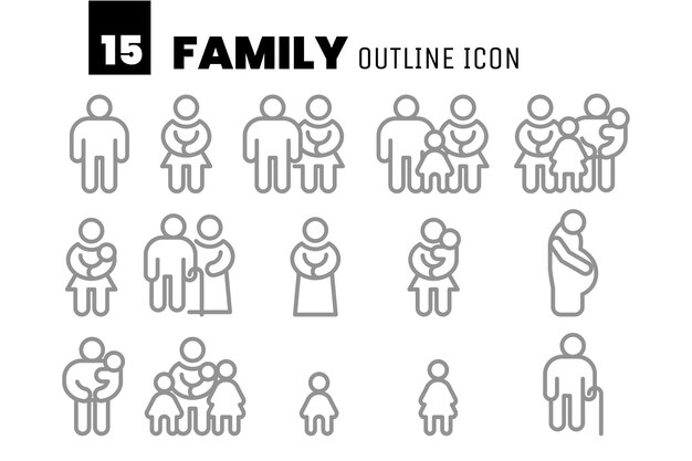 Vector family outline icon pixel perfect vector design