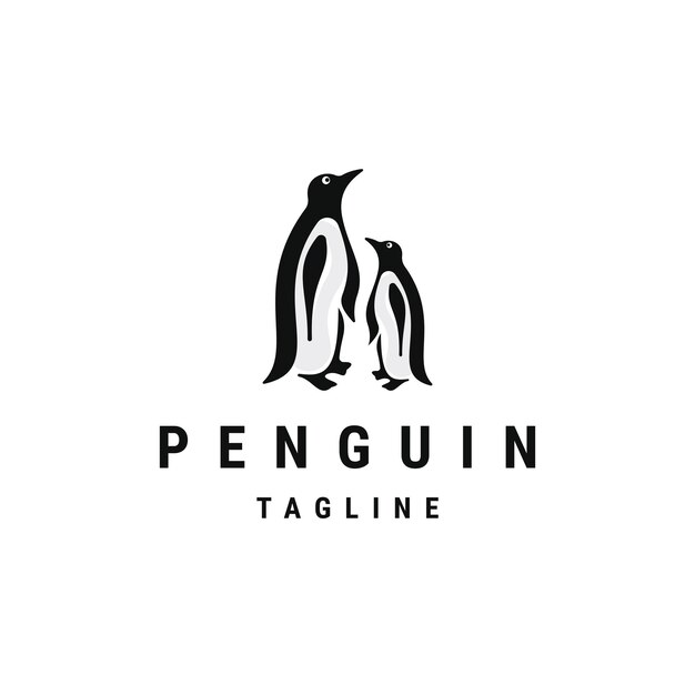 Family penguin logo icon design template flat vector