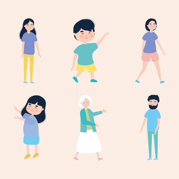 Family people icon set design