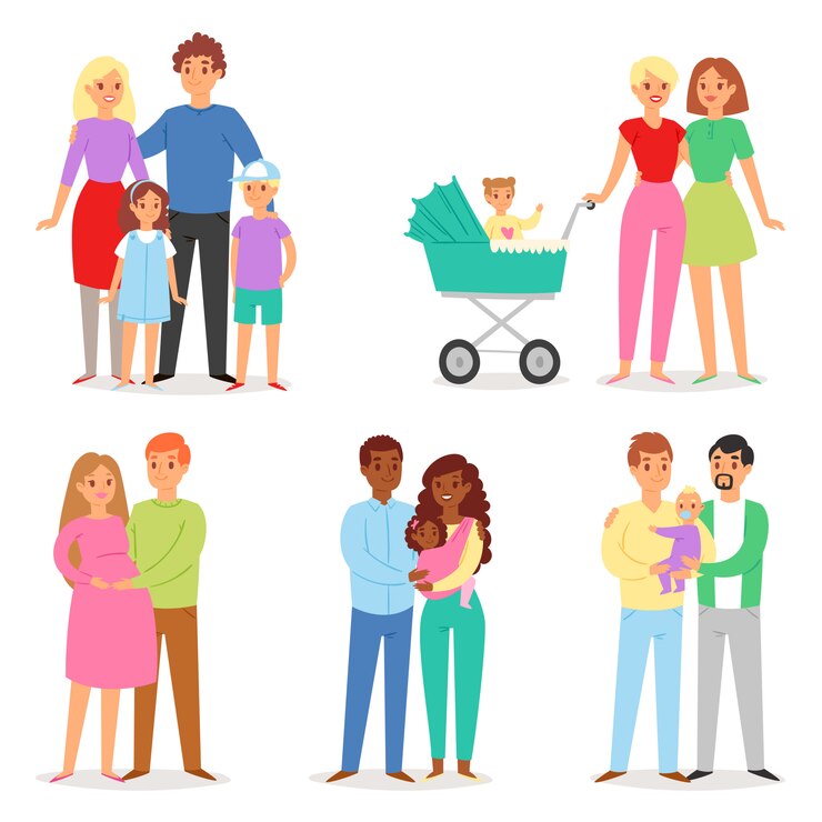 Vector family people set