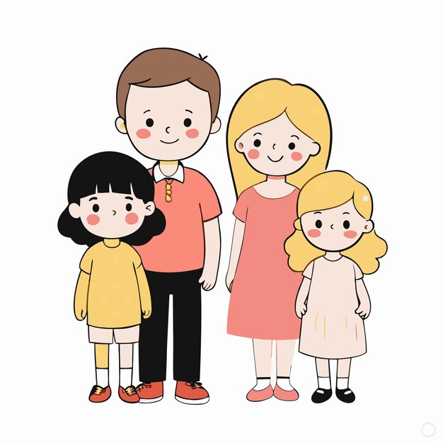 Vector a family photo of three people and one of them has a picture of a man and two children