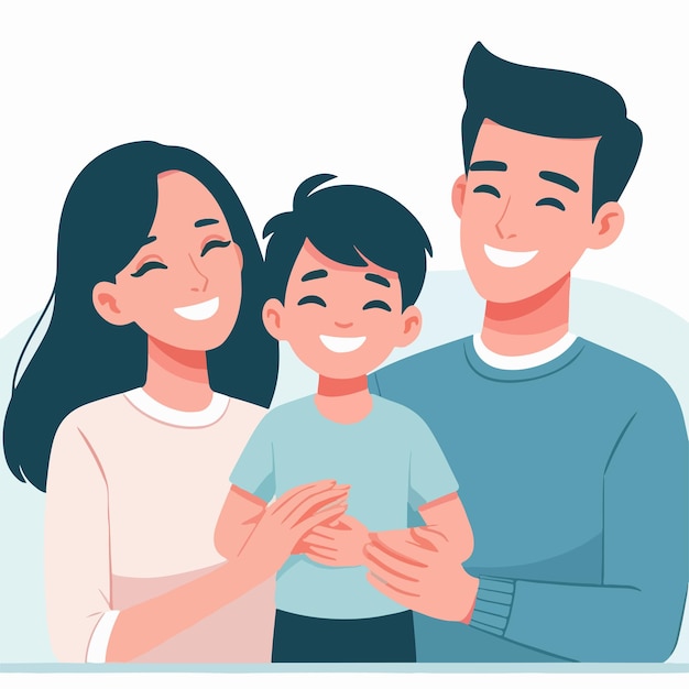 Vector a family picture with a boy and a girl smiling