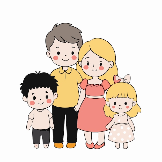 Vector a family picture with three children and one has a picture of a woman and the other two are posing f