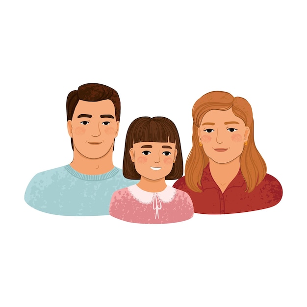 Vector family portrait colorful textured illustration