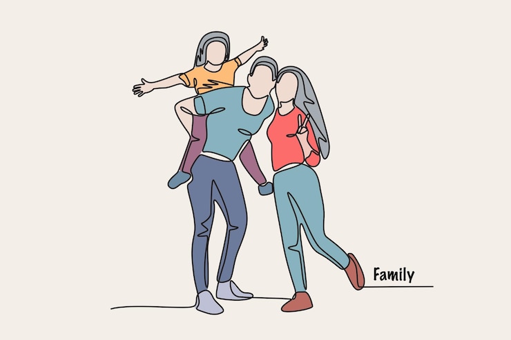 Vector 사진을 위해 포즈를 취하는 가족 컬러 가족 개념 온라인 그림