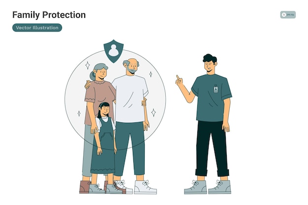 Illustrazione di protezione della famiglia