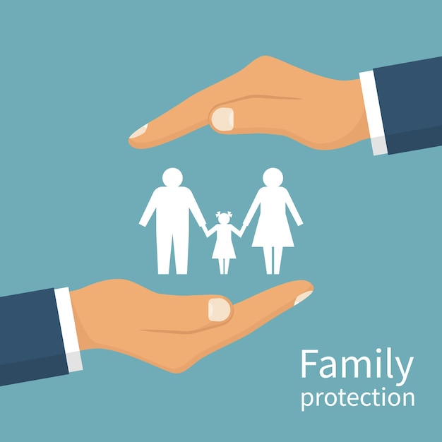 Secure or save family under hand concept Vector Image