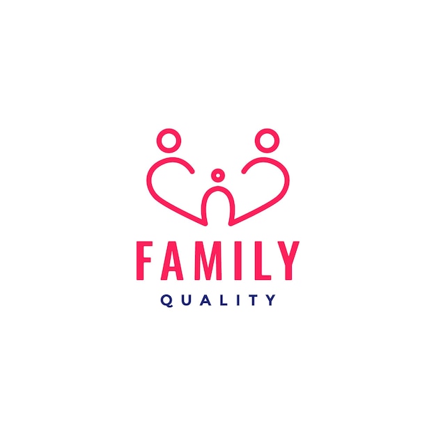 Family quality love with children happiness line logo design vector icon illustration template