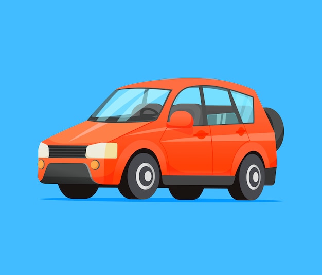 Family red car isolated illustration.