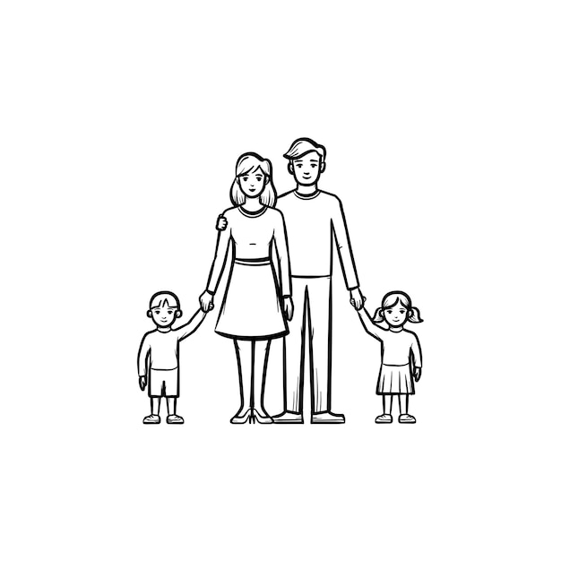 Vector family relationship hand drawn outline doodle icon