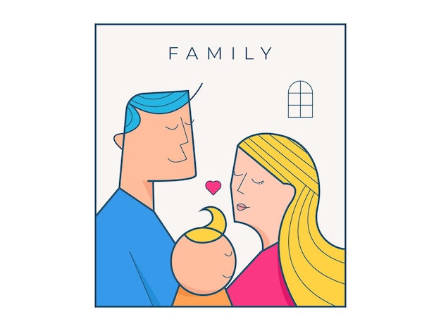 Vector family relationship parents happy parents and child in loving family