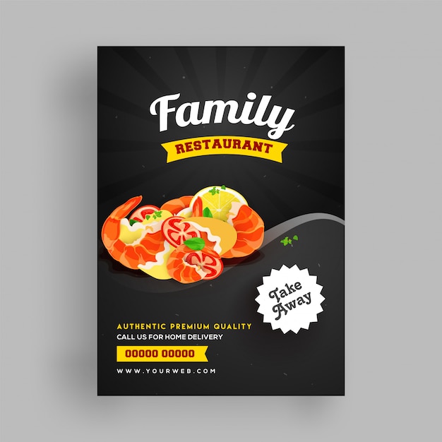 Семейное меню ресторана или шаблон флаера.