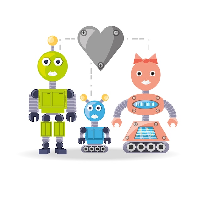 Family robot cartoon