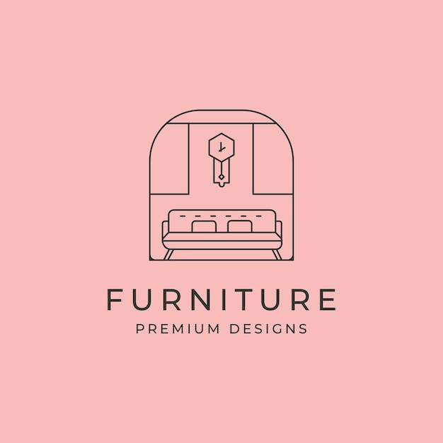 Family room line art logo vector design furniture interior logo design