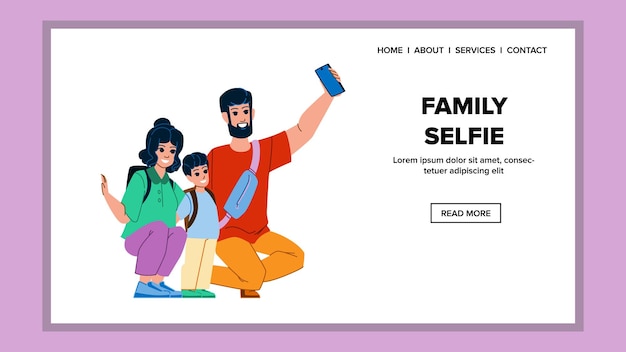 Vettore di selfie di famiglia