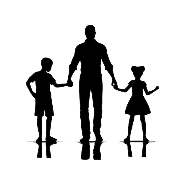 Silhouette di famiglia isolata su sfondo bianco illustrazione vettoriale modificabile