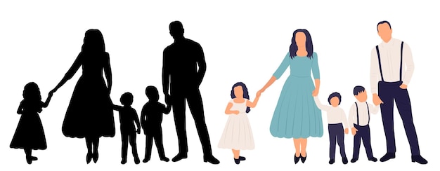 Family silhouette on white background vector