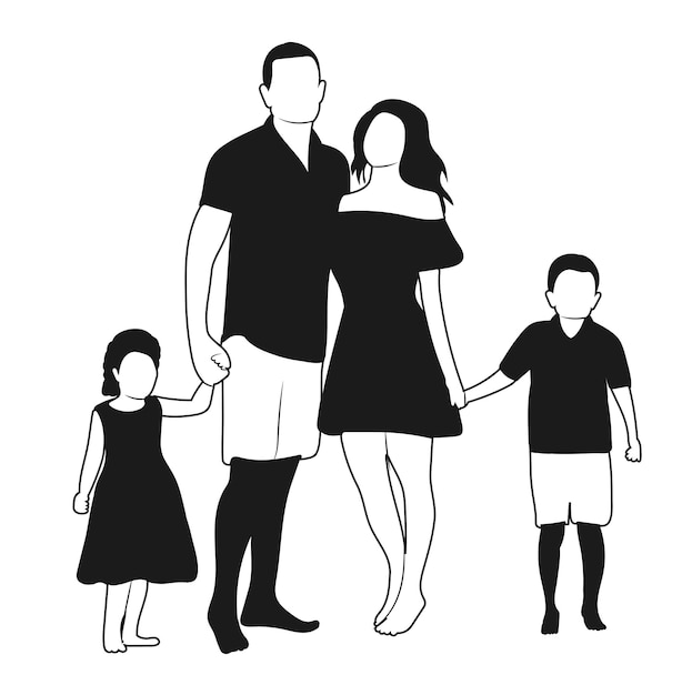 Family silhouette with children