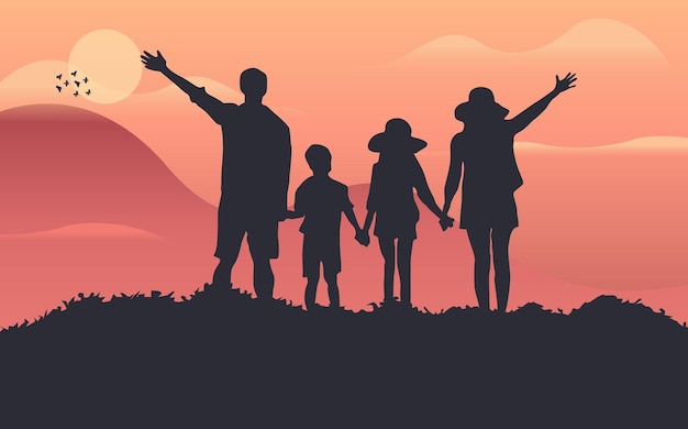 Vector family silhouette