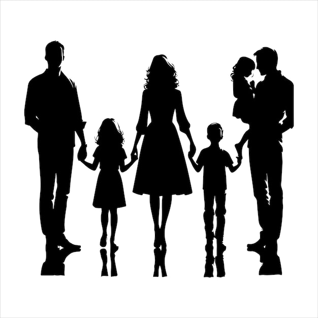 Vector family silhouettes vector family walking