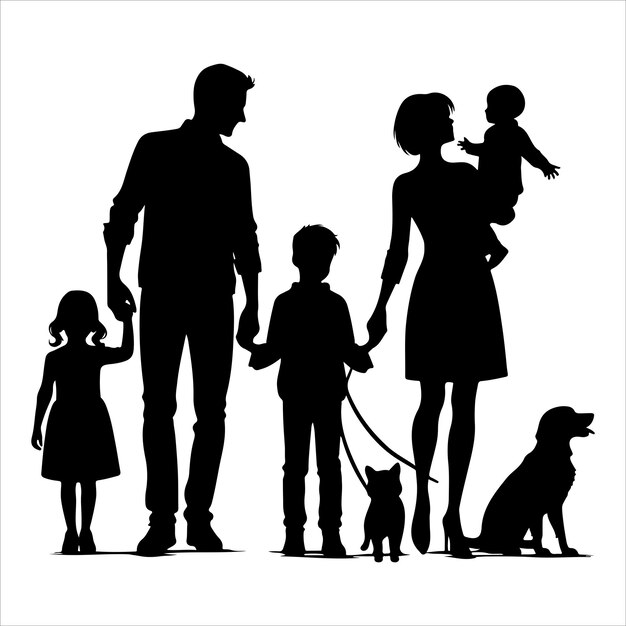 Vector family silhouettes vector family walking