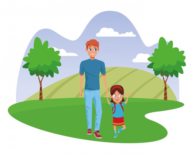 Vector family single father with kid