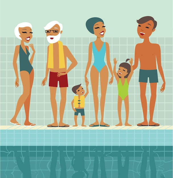 Famiglia in piscina