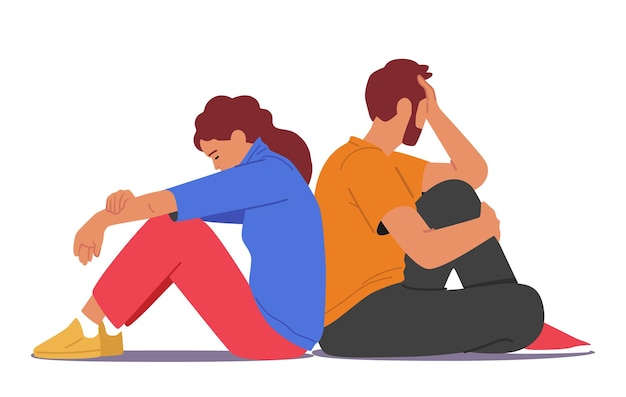 family tension couple in disagreement strain misunderstandings and miscommunication marriage crisis concept