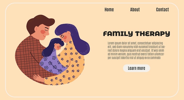 Vector family therapy vector flat modern banner horizontal psyhologist counseling landing page