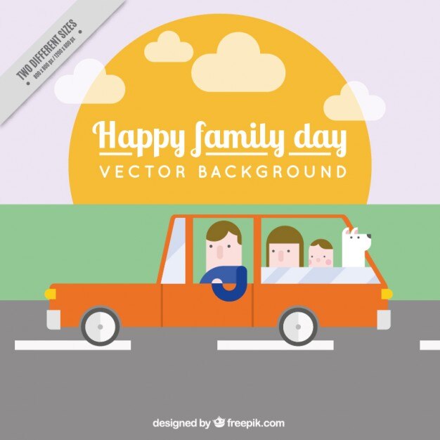 Family travel in flat design