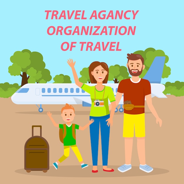Family Traveling by Plane Social Media Banner.