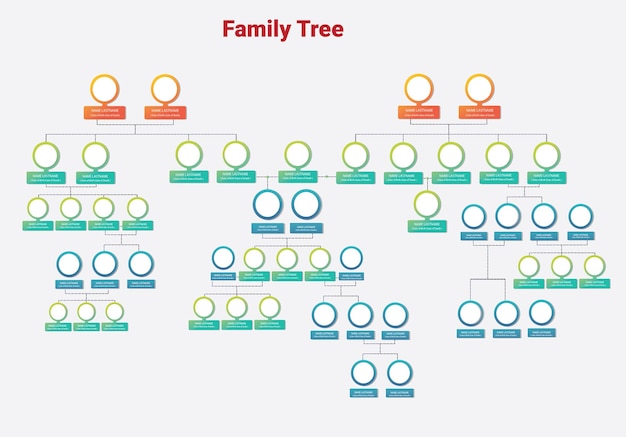 Vector family tree for 50 members with photos