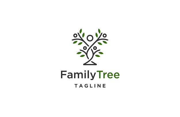 Family tree logo design template flat vector