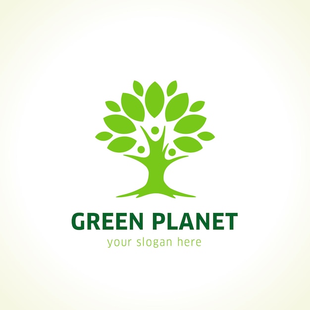 Family tree logo idea green planet environmental kids parenthood educational sign tree of life