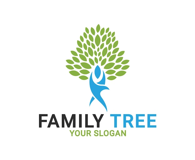 Logo dell'albero genealogico persone ecologia logo dell'albero modello del logo dell'albero umano