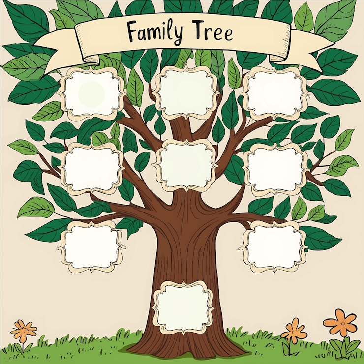 Vector family tree vector art illustration or genealogy art vector