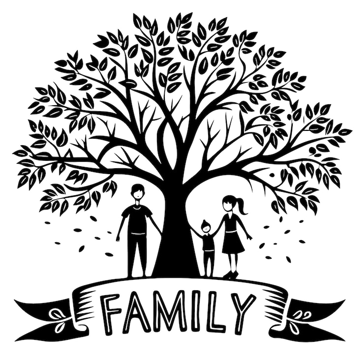 Vector family tree vector with white background