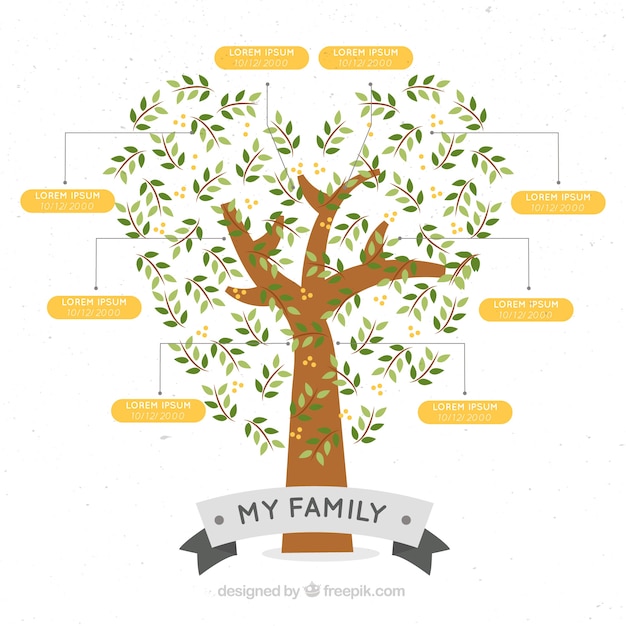 Vector family tree with heart-shaped