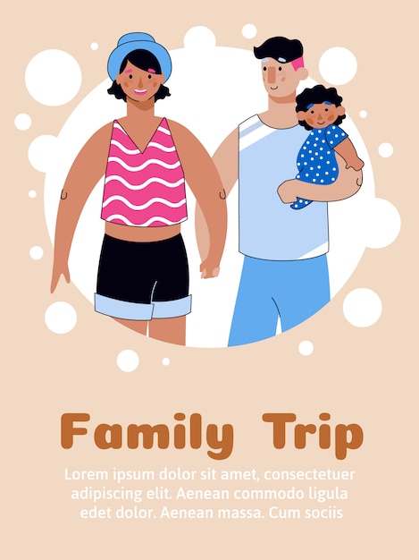 Family trip with people cartoon sketch vector illustration.